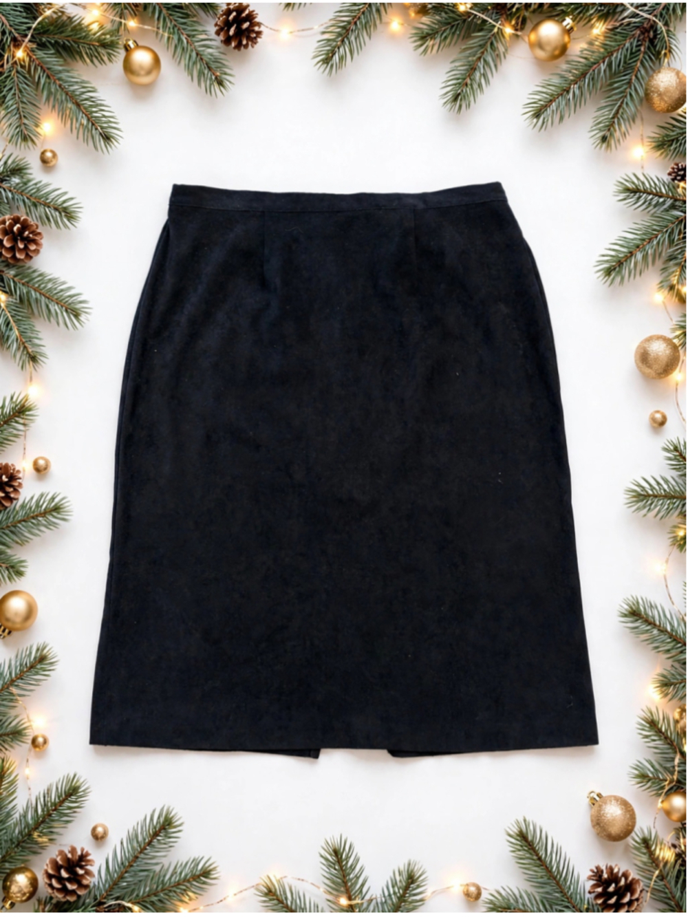 Women's Vintage Black Faux Suede Pencil Skirt